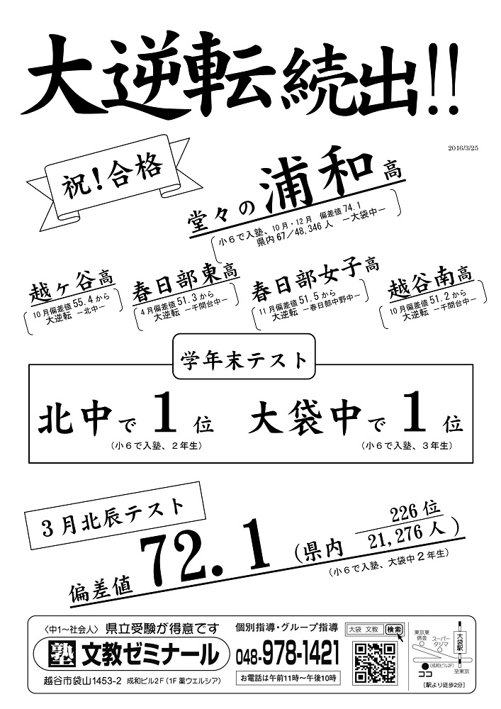 大逆転続出!!(祝合格)